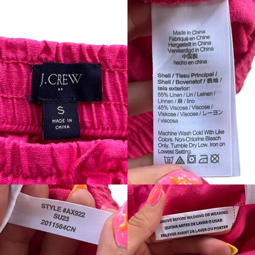 J.Crew Women’s Sm. Pink Linen Blend Drawstring Shorts Nautical Beach Girly AX922
